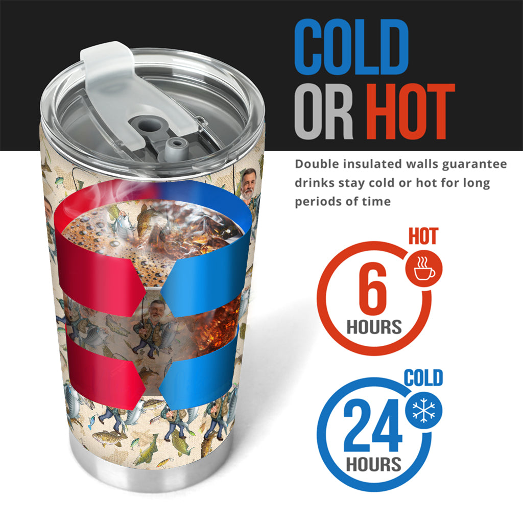 Lustiges Angelmotiv mit Foto – personalisierter Angelbecher