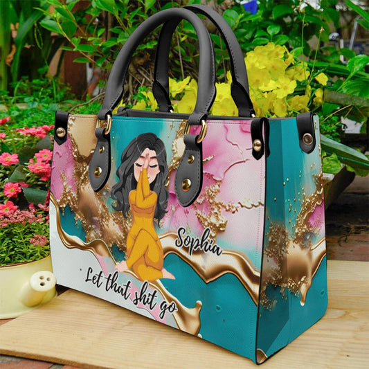 Let That Shit Go - Personalized Yoga Leather Handbag