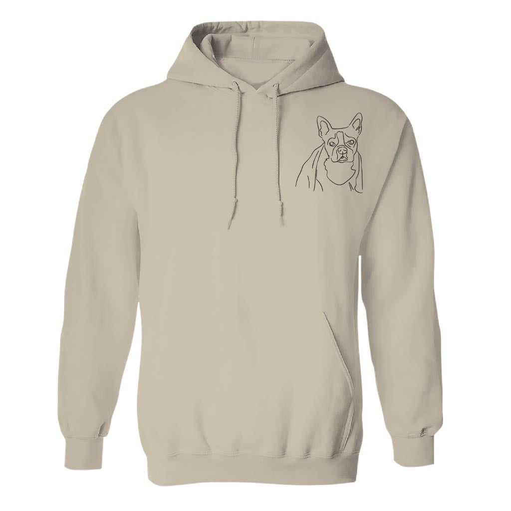 Individuelle Linienzeichnung – Personalisierter Hoodie mit Hundestickerei