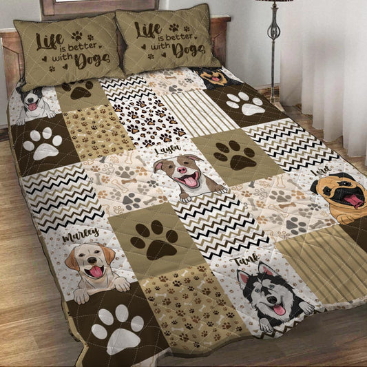 Niedliche Muster, personalisierte Haustierporträts – Geschenk für Hundeliebhaber – personalisiertes Quilt-Set