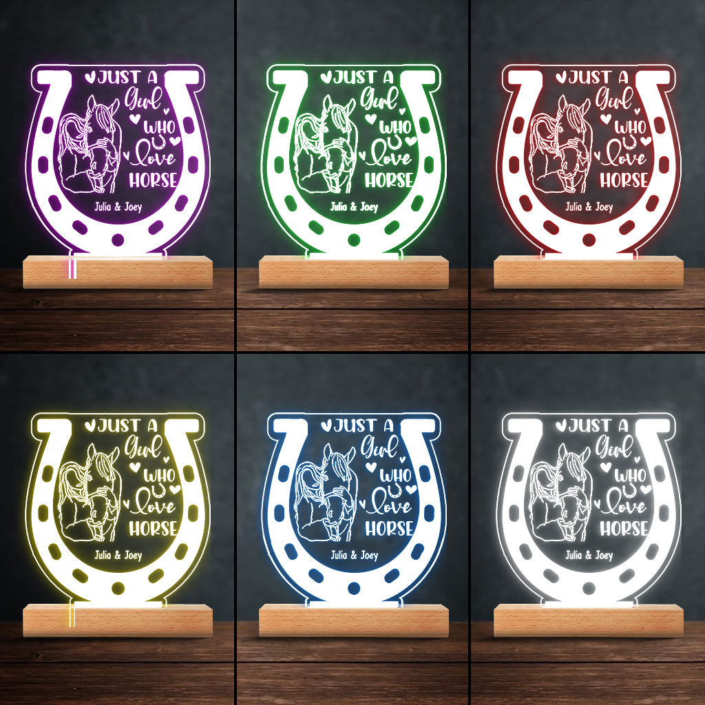 Just A Girl Who Loves Horse - Personalized Horse Shaped Plaque Light Base