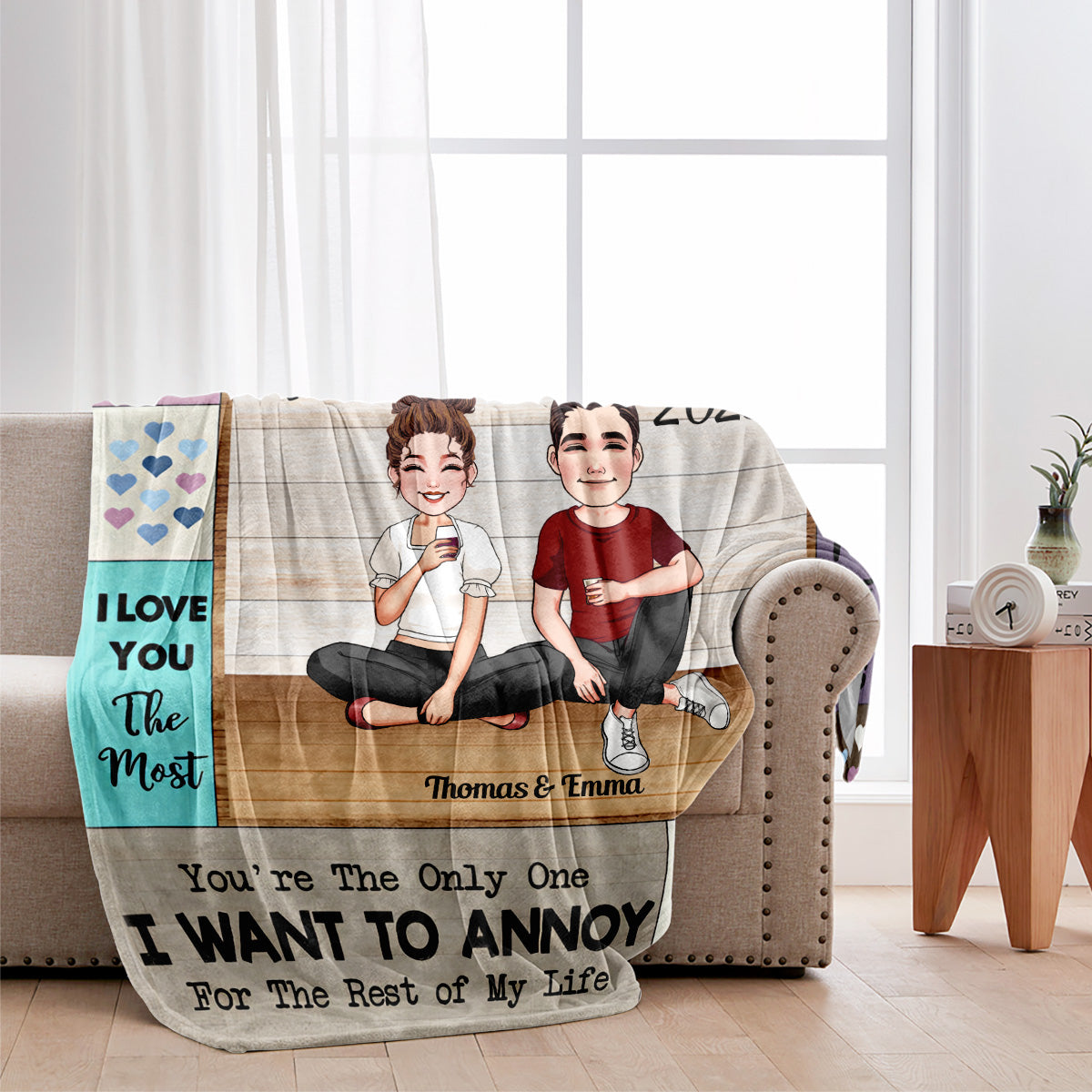 I Love You The Most - Personalized Couple Blanket