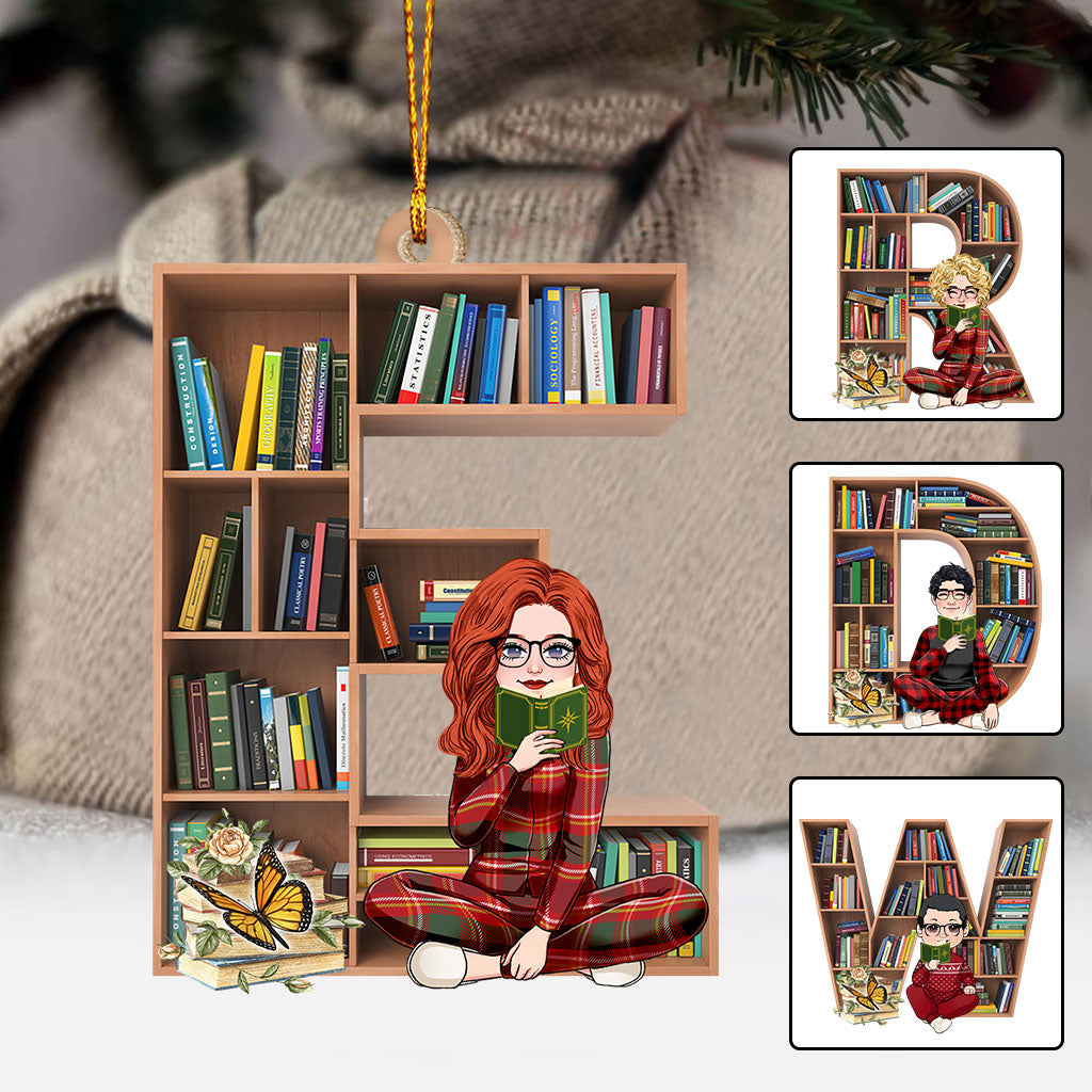 Bookshelf Ornament With Alphabet & Numbers - Personalized Book Ornament