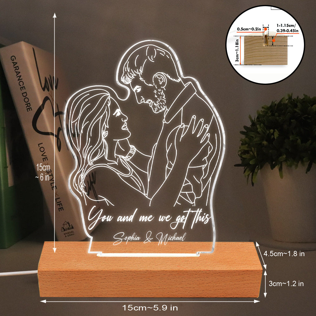 Line Drawing Couple - Personalized Couple Shaped Plaque Light Base