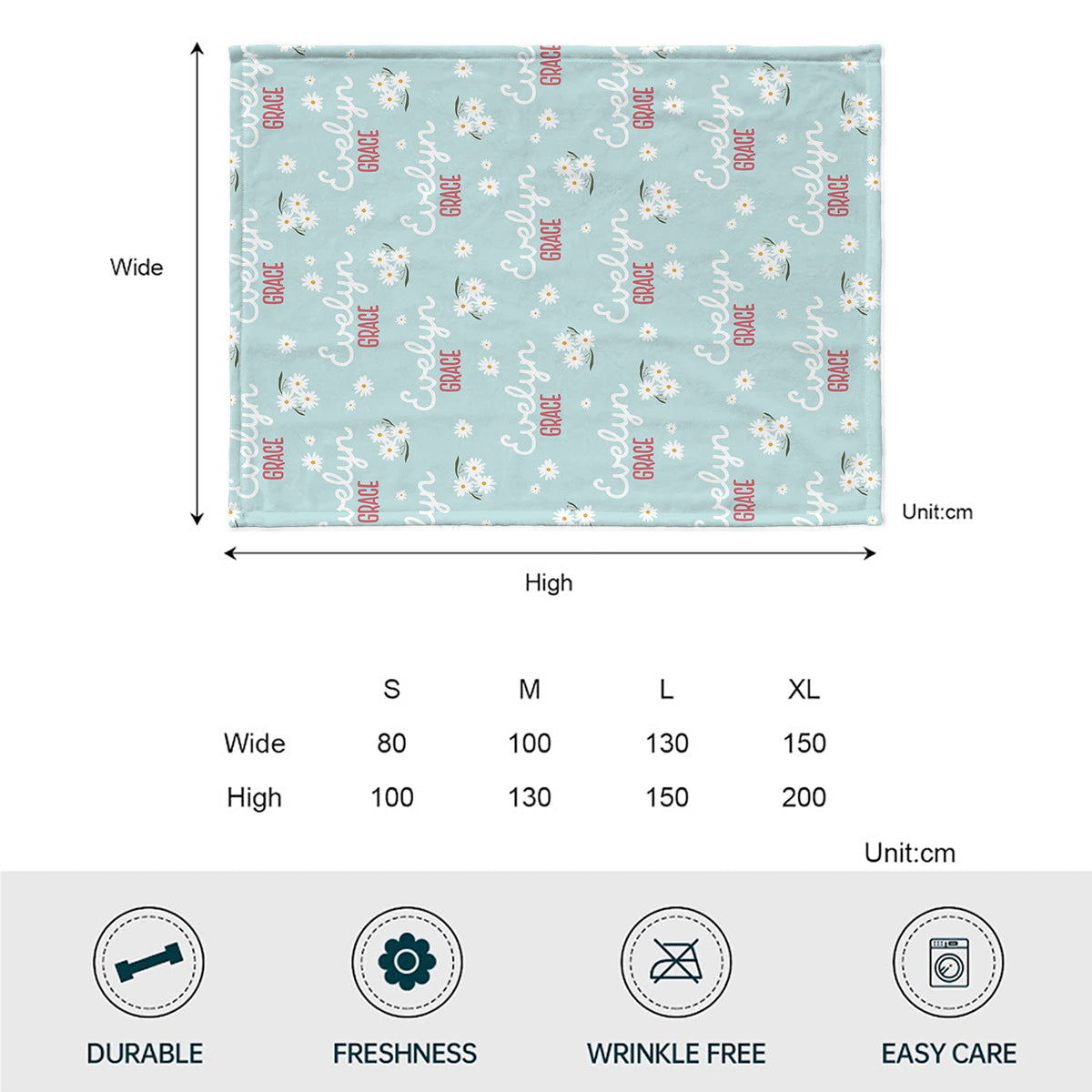 Couverture personnalisée Daisy pour nouveau-né