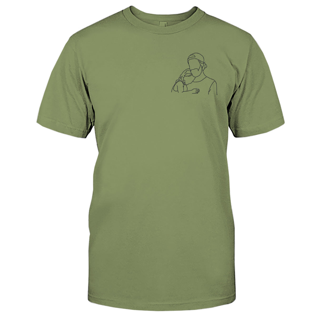 Custom Line Art - Personalized Father Embroidered T-shirt