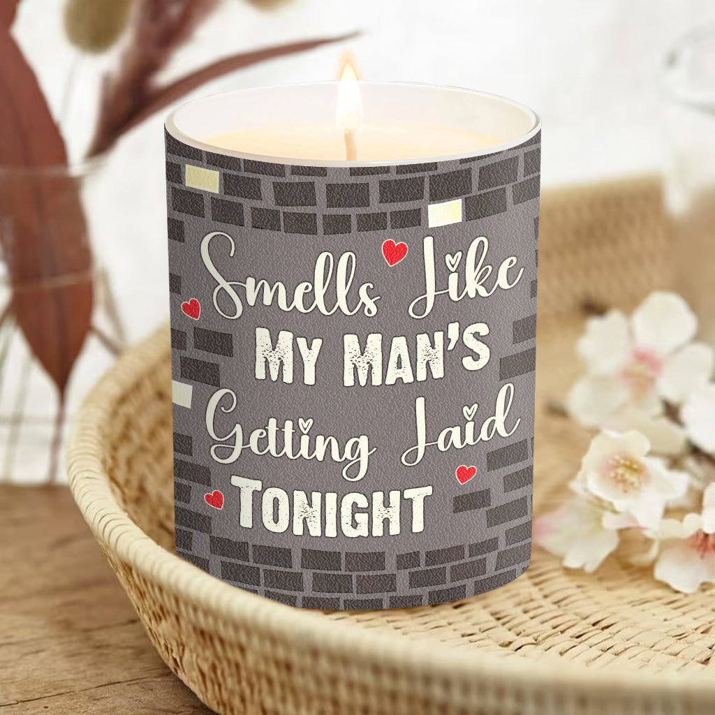 Smells Like My Man - Personalized Couple Candle With Wooden Lid