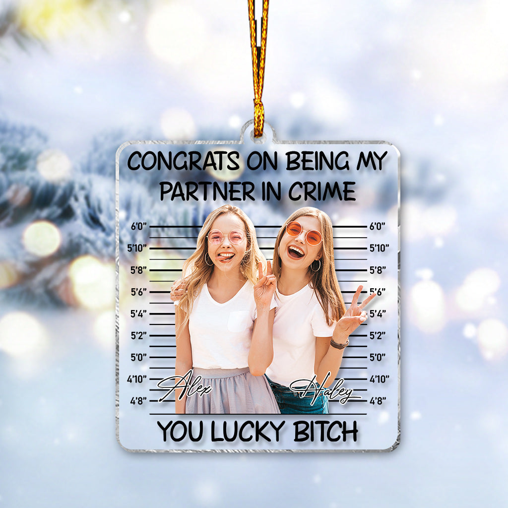 Congrats On Being My Partner In Crime - Gift for friend - Personalized Transparent Ornament