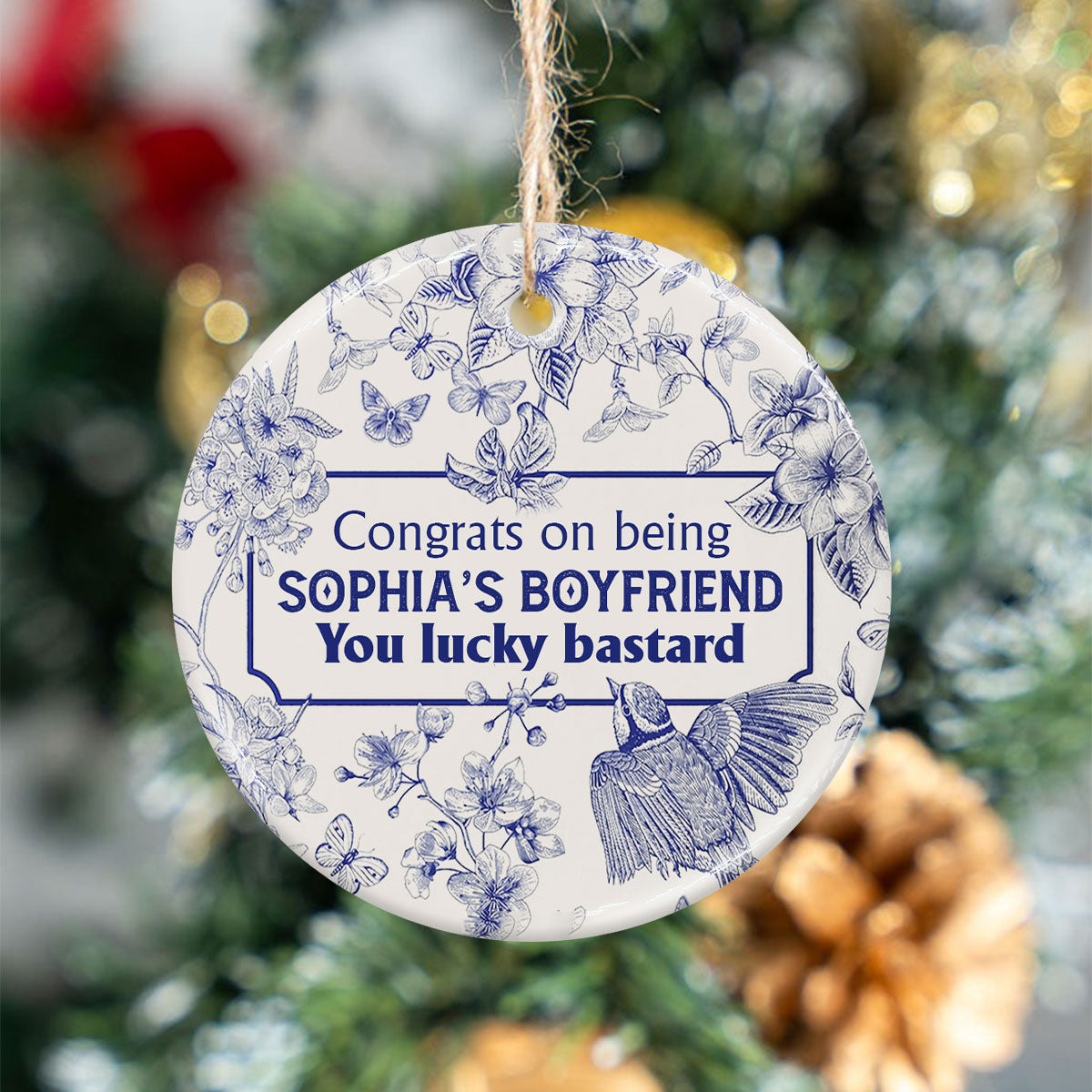 Congrats On Being My Girlfriend / Boyfriend / Wife / Husband You Lucky - gift for boyfriend, wife, husband, girlfriend - Personalized Ceramic Circle Ornament