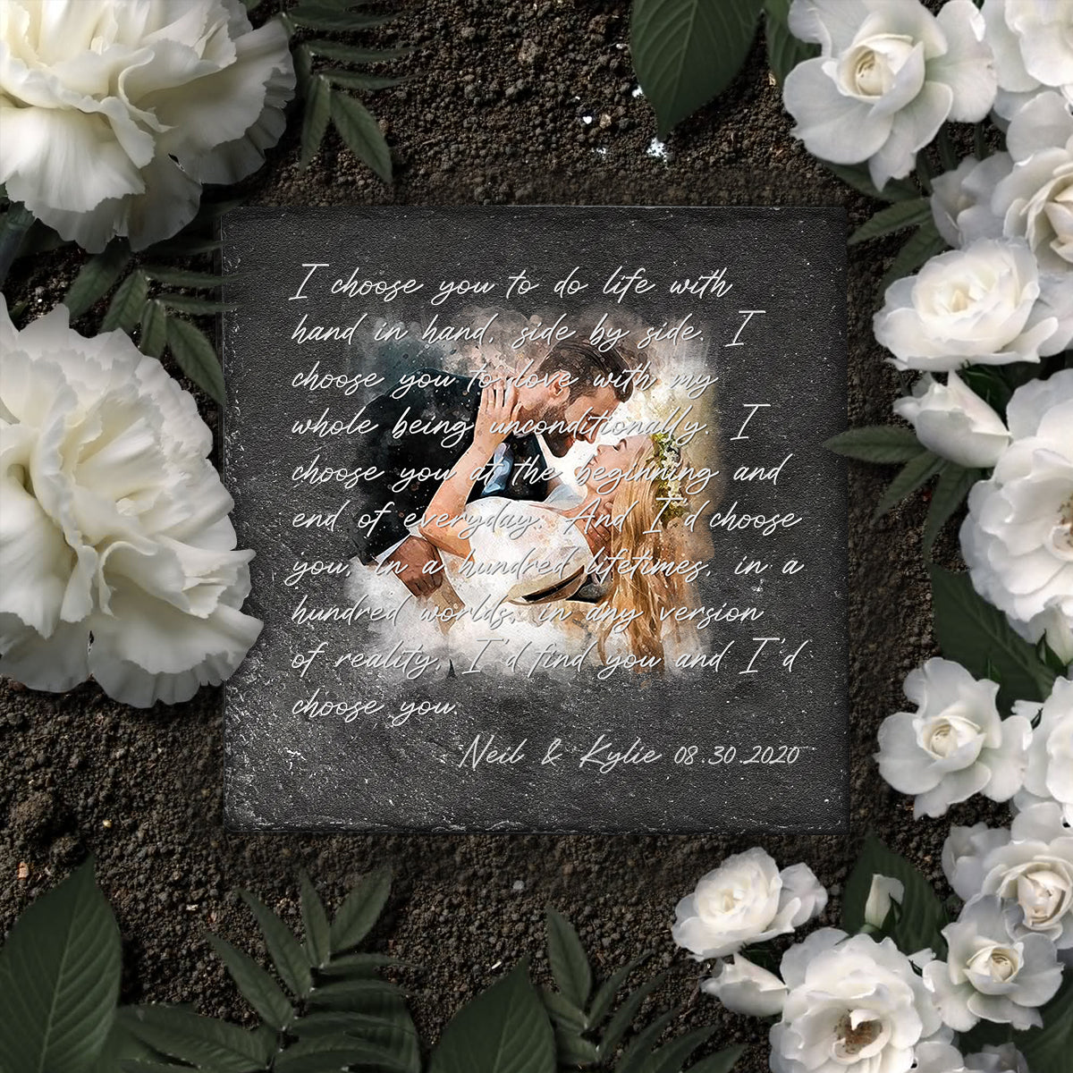 I Choose You - Personalized Husband And Wife Square Shaped Stone