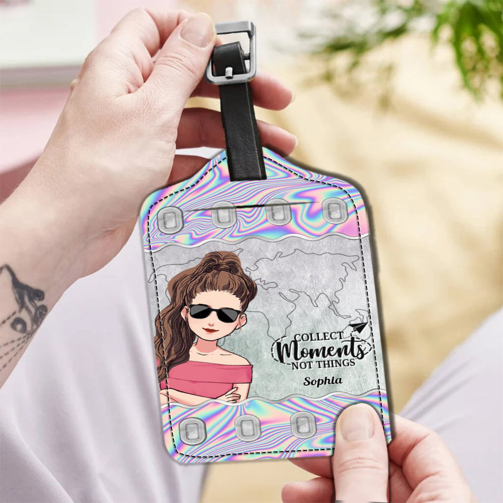 It's Time For New Adventure - Travelling gift for mom, daughter, granddaughter, wife, girlfriend, friend - Personalized Leather Luggage Tag