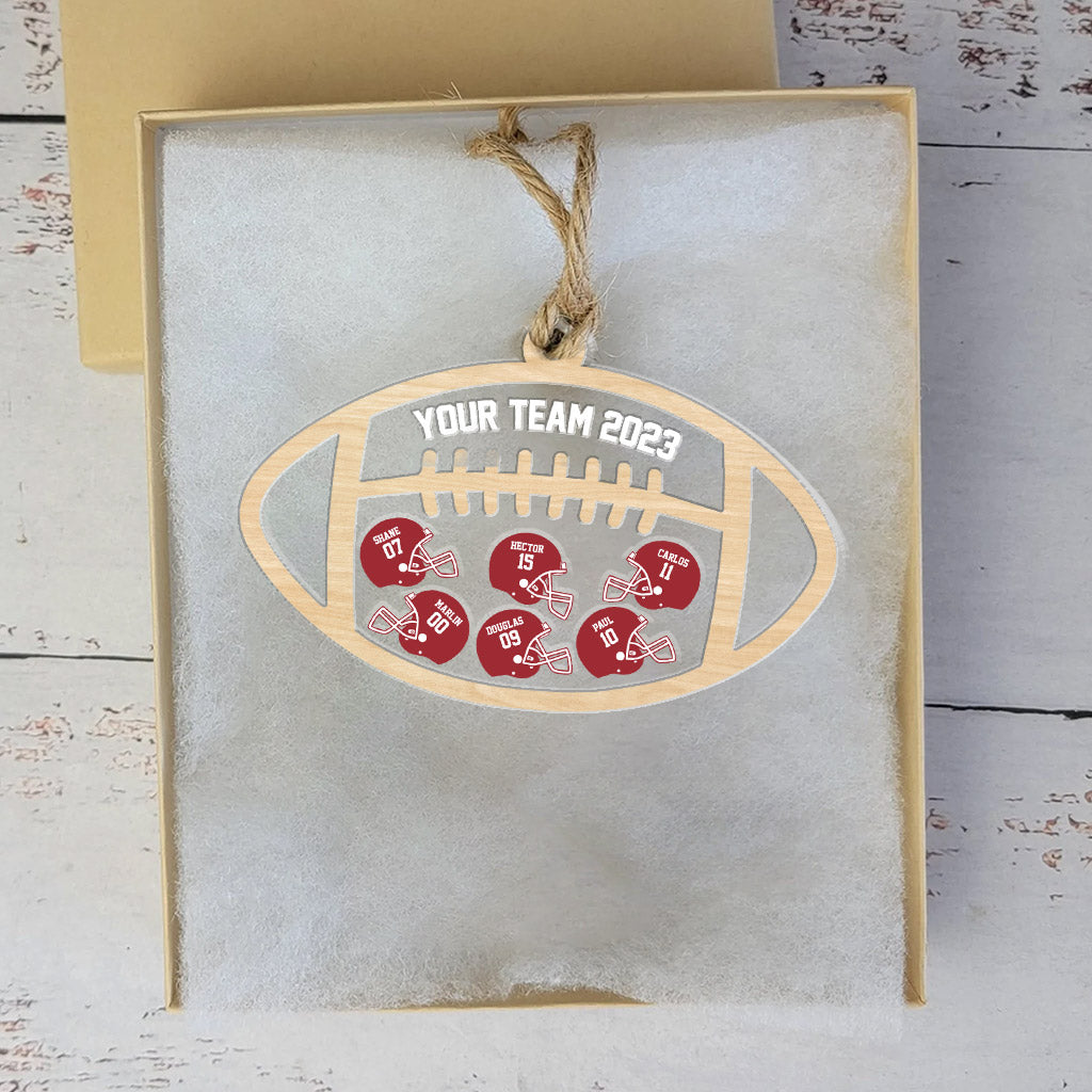 Fußballmannschaft – Personalisierter dreilagiger Fußball-Schüttelornament