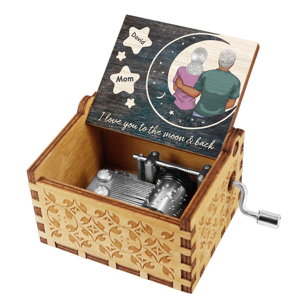 I Love You - Gift for mom, daughter, son, granddaughter, grandson, grandma - Personalized Hand Crank Music Box