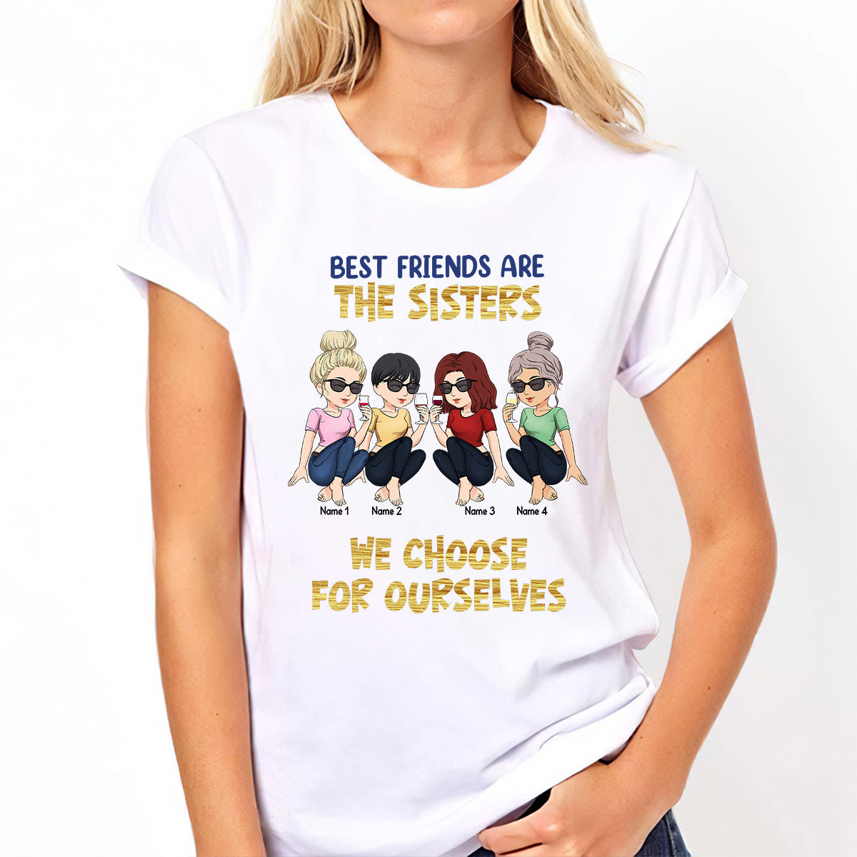 Beste Freundinnen sind die Schwestern, die wir uns selbst aussuchen – Geschenk für die beste Freundin – Personalisiertes T-Shirt und Hoodie