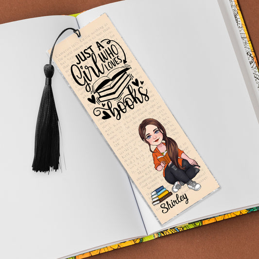 Just A Girl Who Loves Books - Personalized Book Bookmark (Printed On Both Sides)