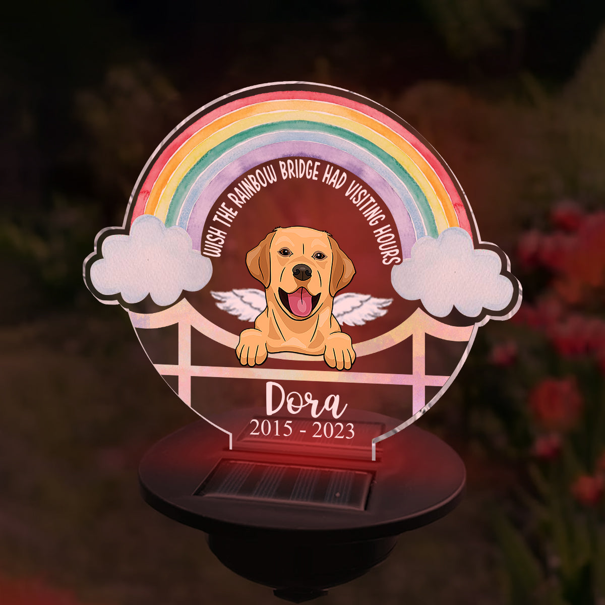 Pont Arc-en-ciel - Lampe solaire personnalisée pour jardin pour chien