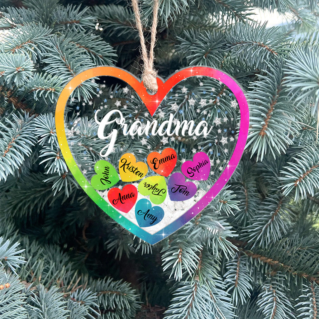 Oma und Enkelkinder – Geschenk für Oma – Personalisierter dreilagiger Schüttel-Ornament