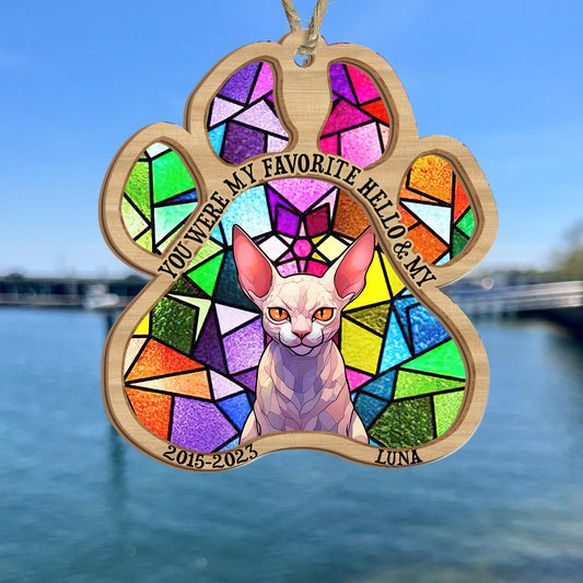 Tu as laissé des empreintes sur mon cœur - Cadeau pour la perte d'un chien ou d'un chat - Attrape-soleil personnalisé