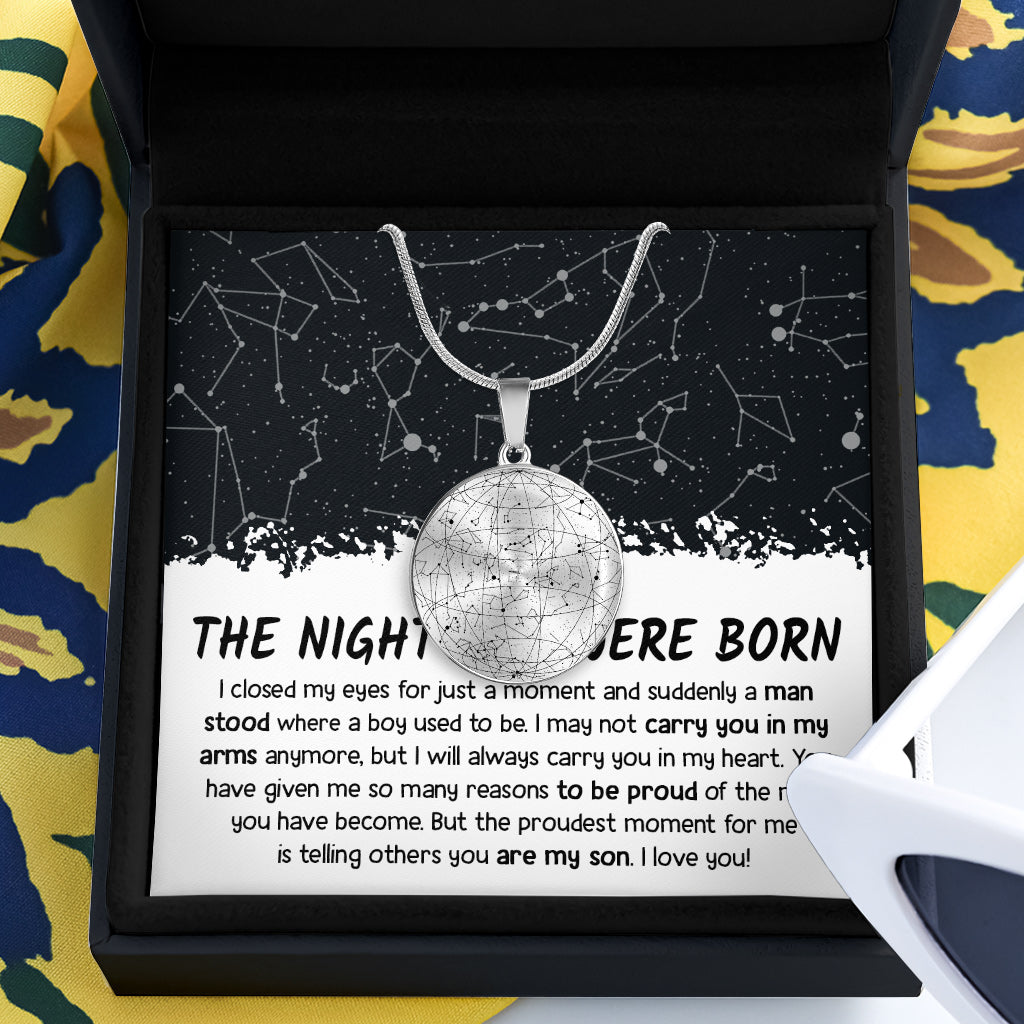 The Night You Were Born - Personalized Son Round Pendant Necklace