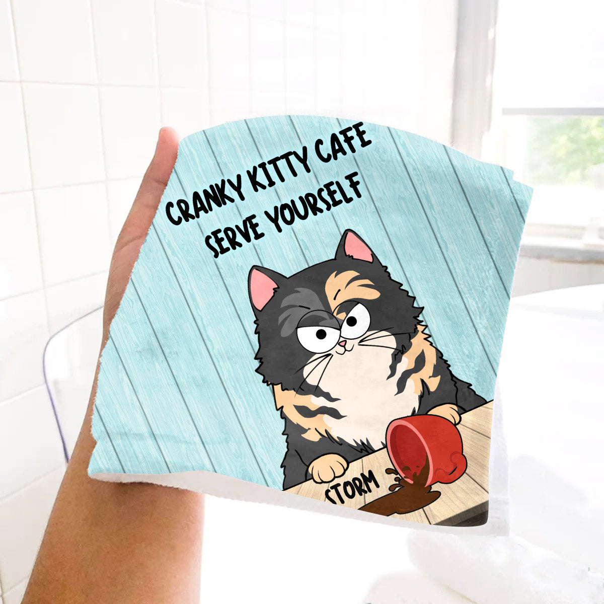 Cranky Kitty Café – Geschenk für Katzenliebhaber – Personalisiertes Handtuch