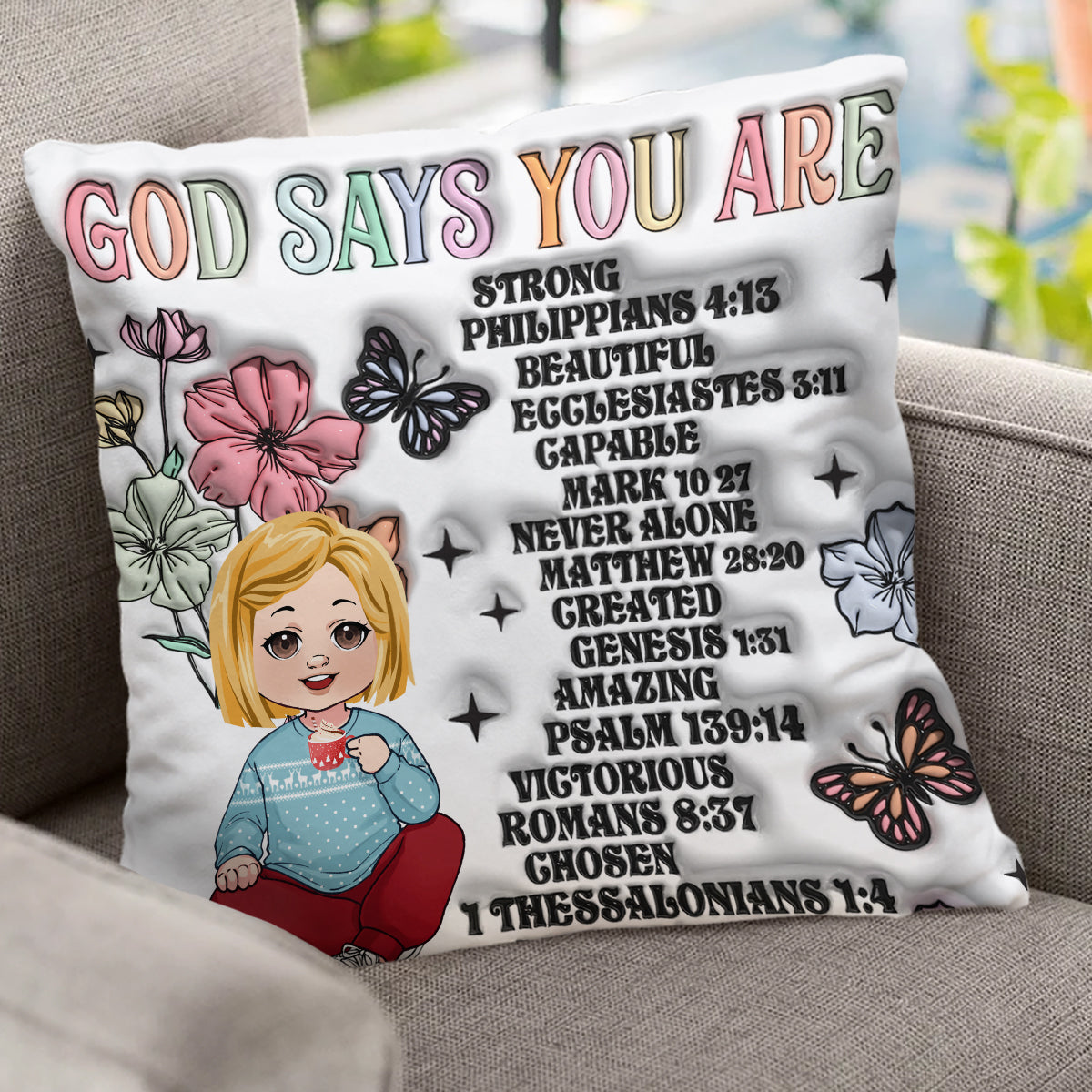 God Says You Are - Personalized Kid Throw Pillow