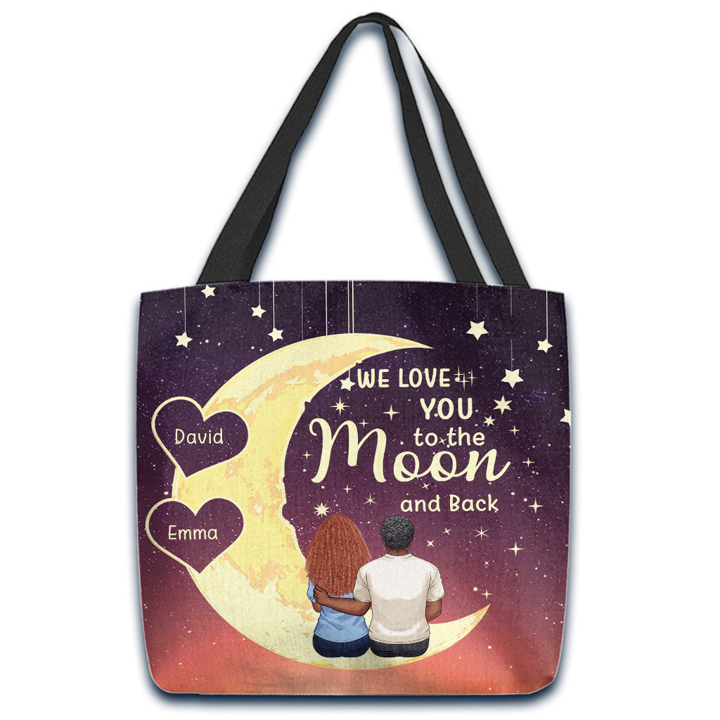 To The Moon And Back - Gift for grandma, mom, daughter, granddaughter - Personalized Tote Bag