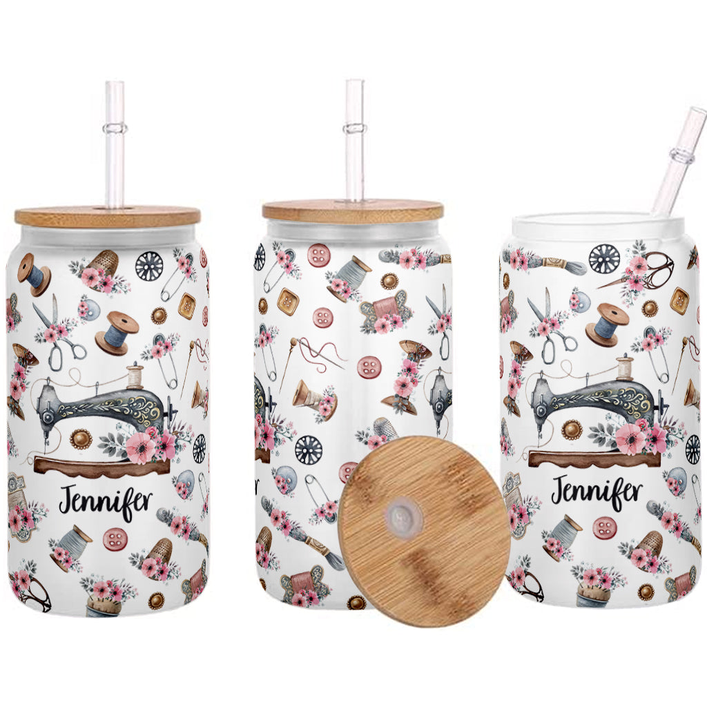 Nähbegeisterung – Personalisierte Nähdose aus Glas