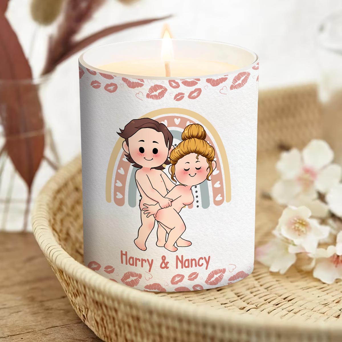 Welcome To The Poundtown Inappropriate Adult - Personalized Couple Candle With Wooden Lid