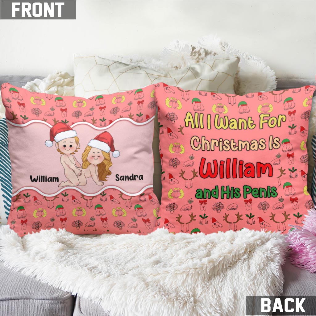All I Want For Christmas - Personalized Couple Throw Pillow