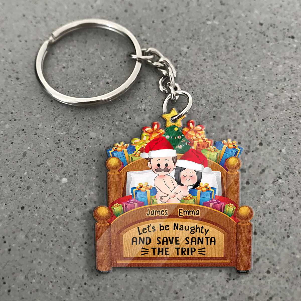 Let's Be Naughty - Personalized Couple Keychain