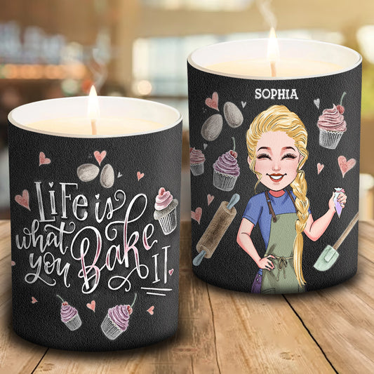 Life Is What You Bake It - Personalized Baking Candle With Wooden Lid
