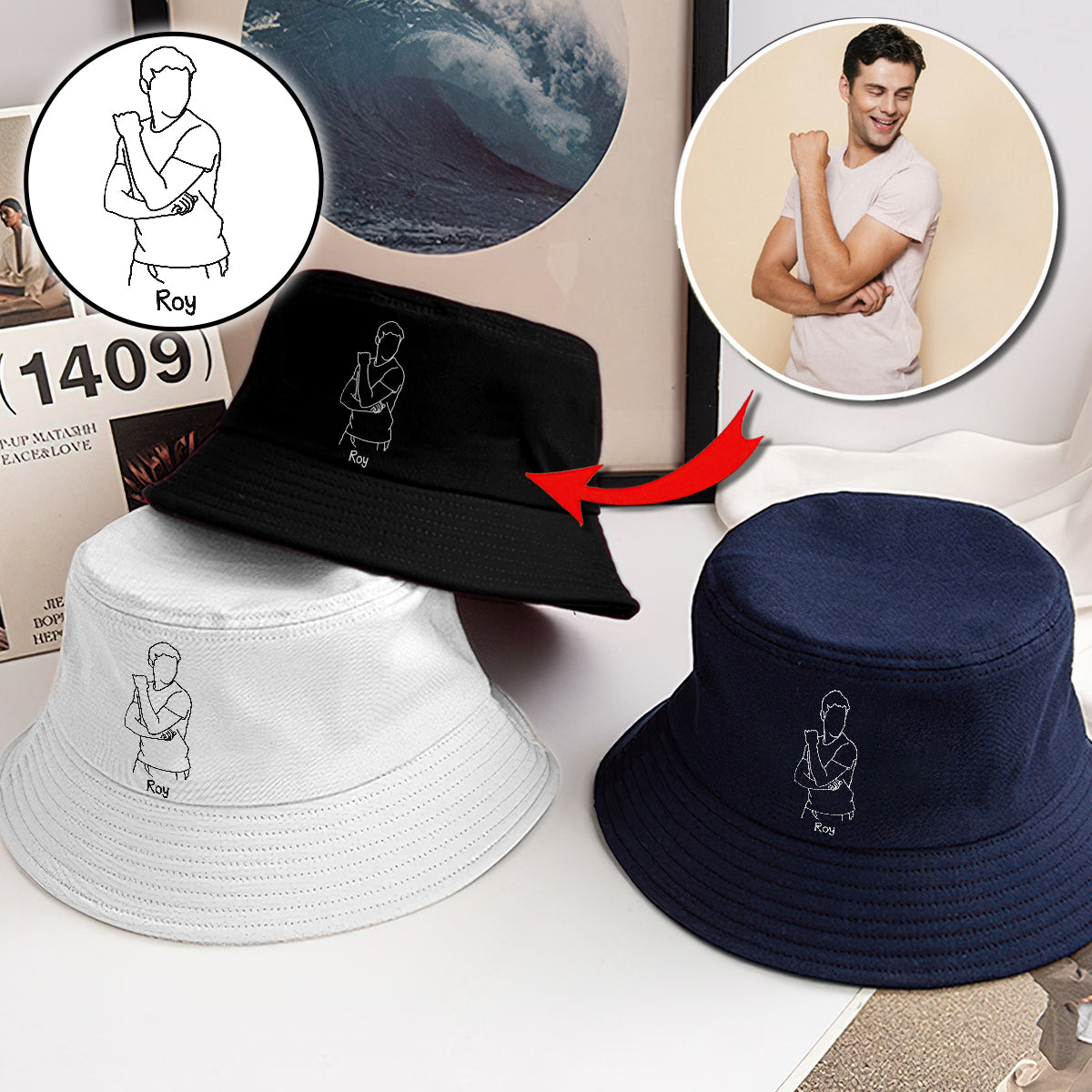 Custom Photo - Personalized Uncle Embroidered Bucket Hat
