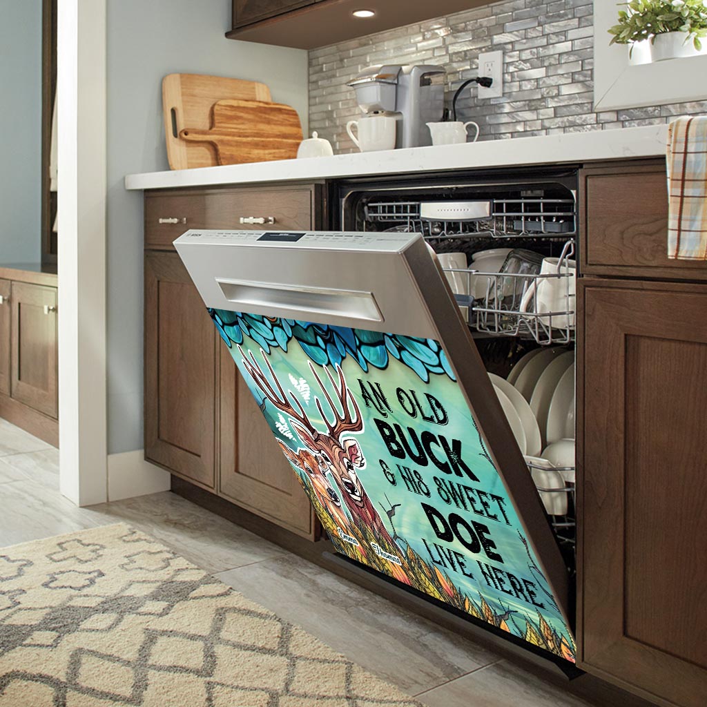 Hier wohnen – personalisierte Geschirrspülerabdeckung für Jagd-Geschirrspüler