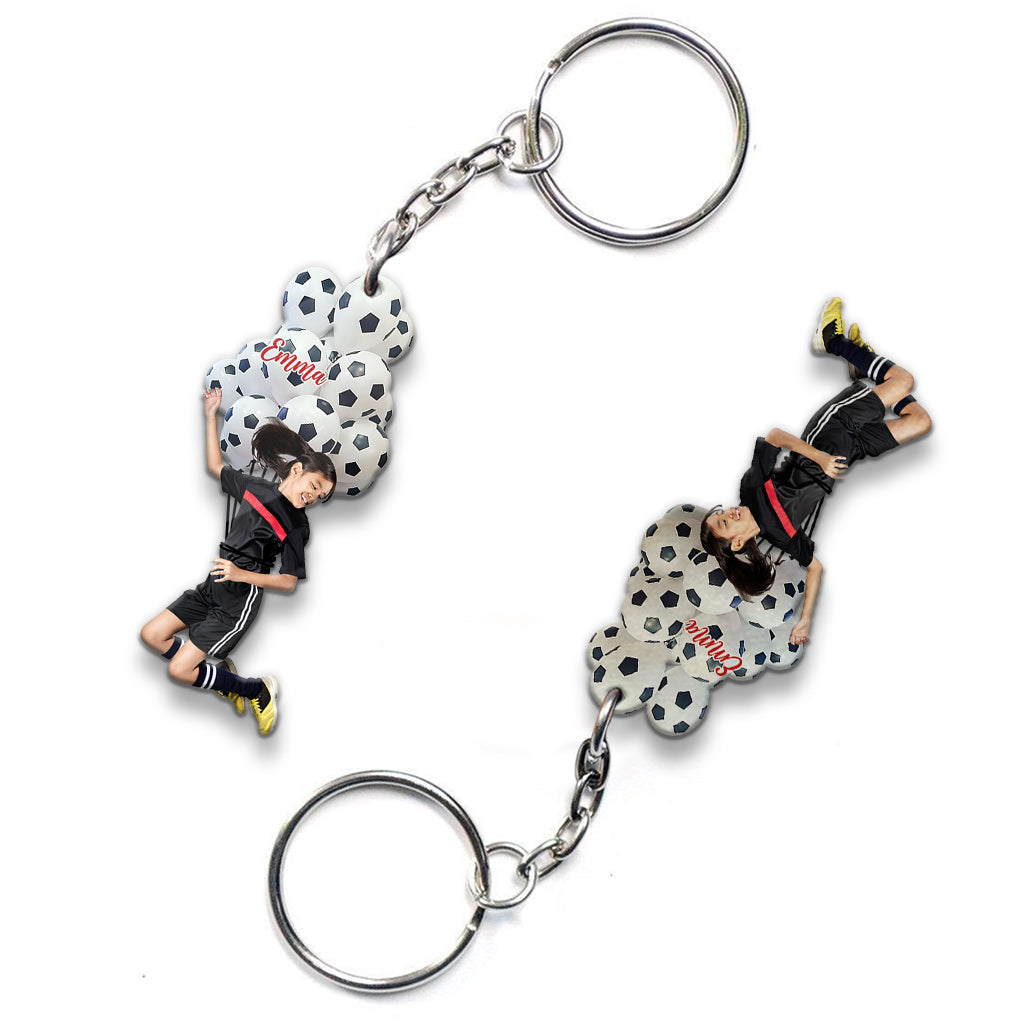 Happy Football Player - Personalized Football Keychain