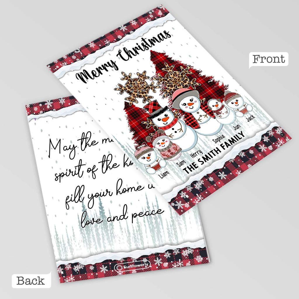 Merry Christmas Snowman - Personalized Family Greeting Card