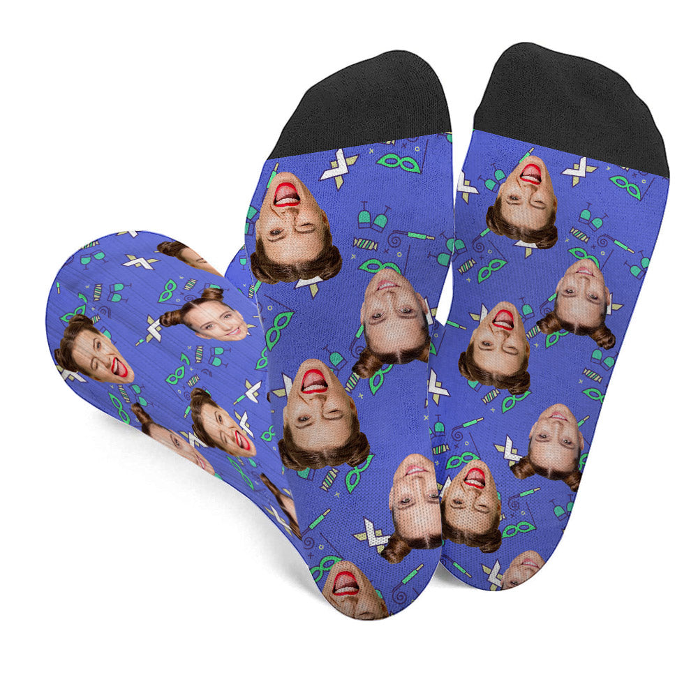 Custom Face Party Pattern - Personalized Sibling Socks