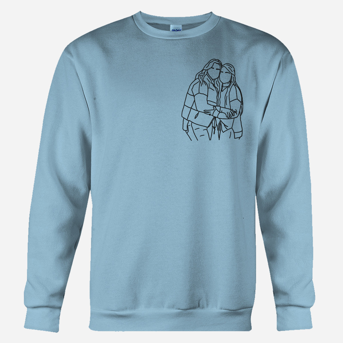 Custom Line Art - Personalized Sibling Embroidered Sweater
