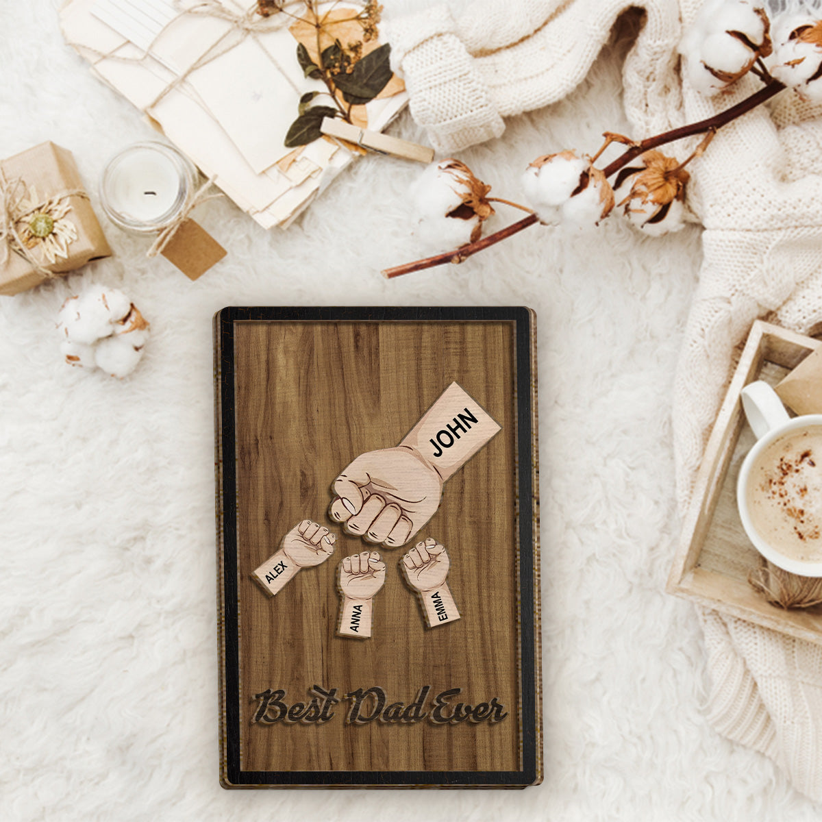 Best Dad Ever - Personalized Father 2 Layered Wood Sign / Wood Plaque