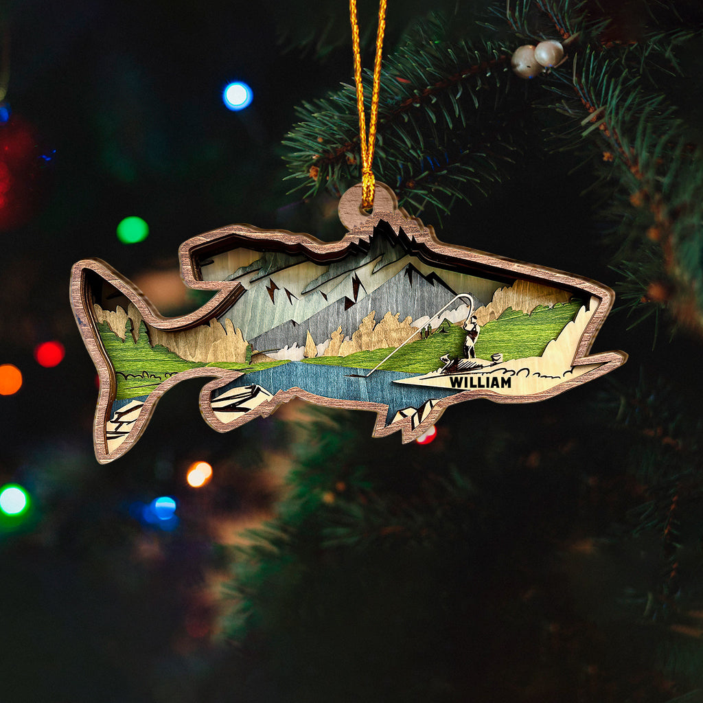 Bass Fishing - Personalized Fishing Ornament