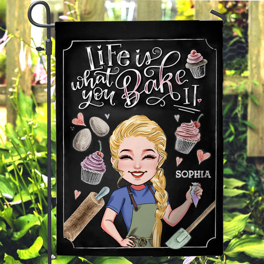 Life Is What You Bake It - Personalized Baking Garden Flag