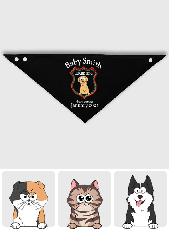 Guard Dog - Gift for dog lover, cat lover - Personalized Pet Bandana