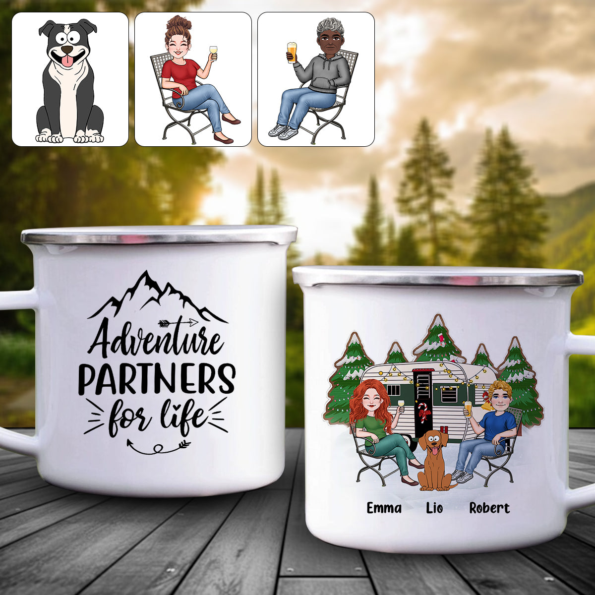 Together Is Our Favorite Place To Be - Personalized Camping Enamel Mug