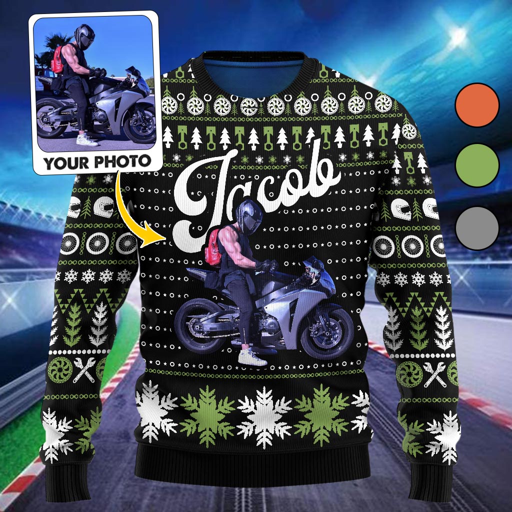 Love Motorcycles - Personalized Biker Ugly Sweater