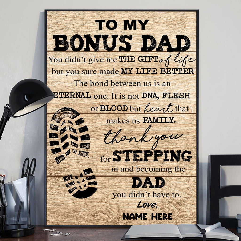 To My Bonus Dad - Personalized Father Canvas And Poster