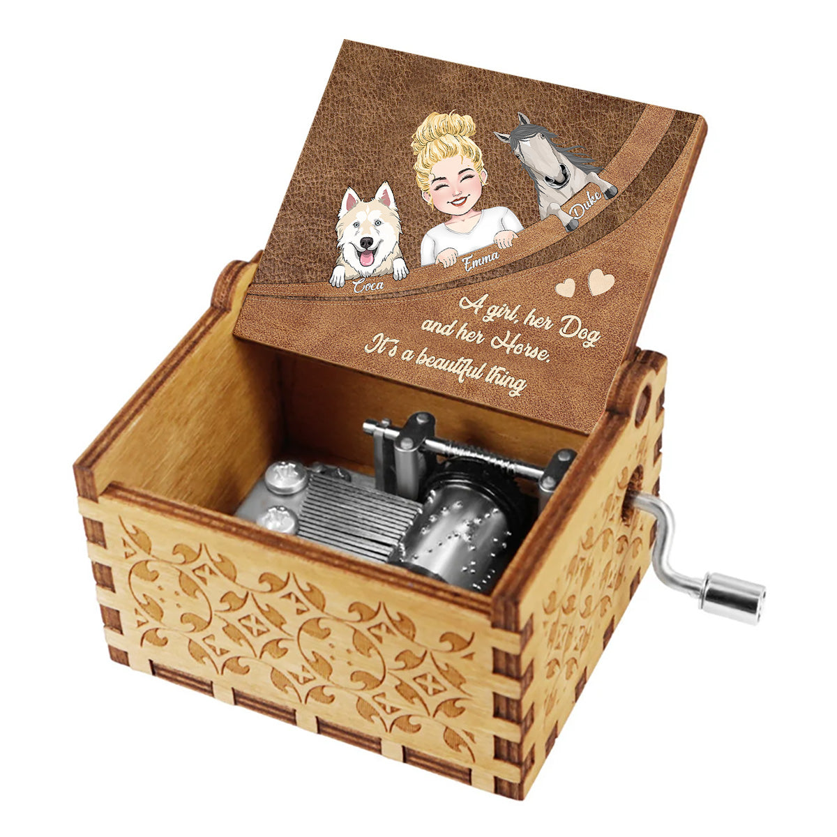 What A Beautiful Thing - Horse gift for dog lover, cat lover - Personalized Hand Crank Music Box