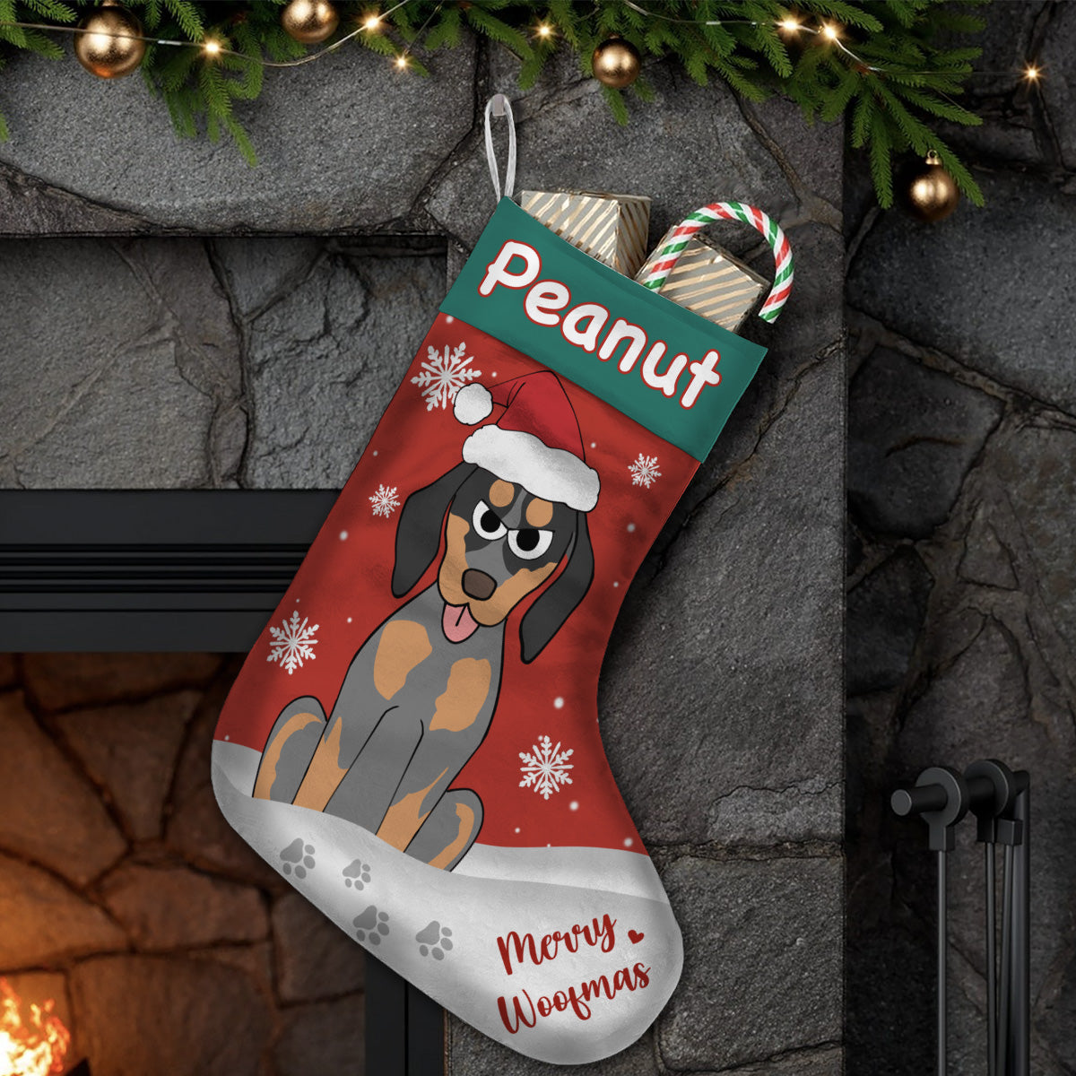 Joyeux Woofmas - Chaussettes de Noël personnalisées pour chiens