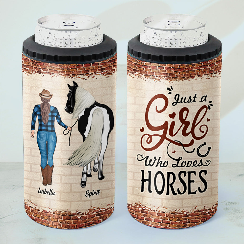 Just A Girl Who Loves Horses - Personalized Horse Can Cooler