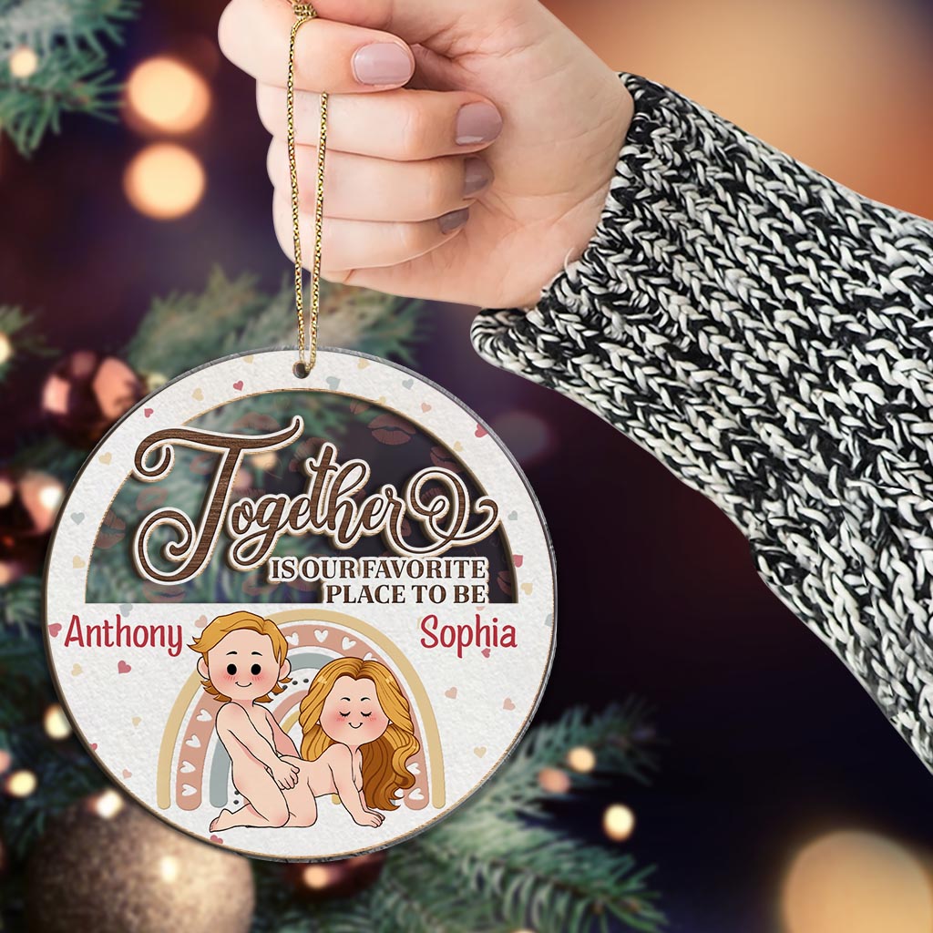 Together Is Our Favorite - Personalized Couple 2 Layered Piece Mix Ornament