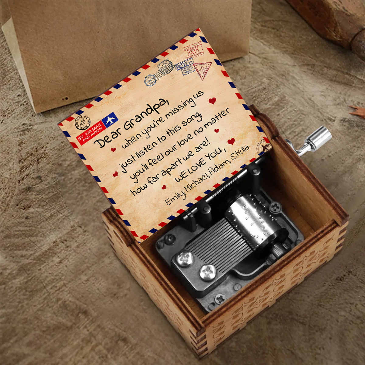 When You're Missing Us - Gift for grandma, mom, daughter, granddaughter, son, grandson, dad, grandpa - Personalized Hand Crank Music Box