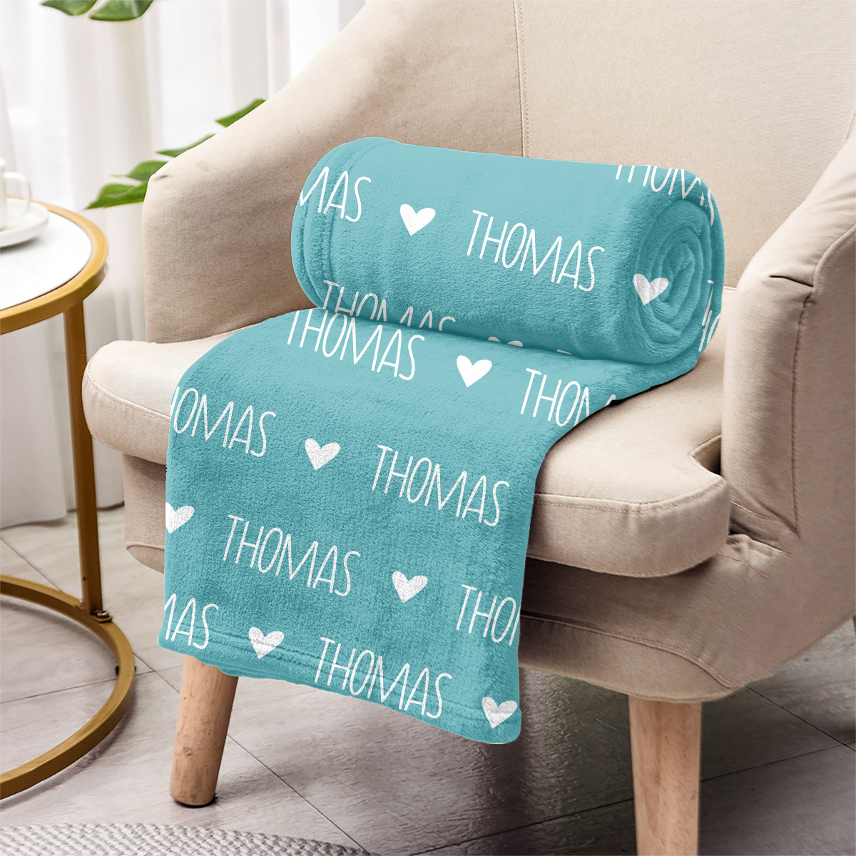 Individuelles Namensherzmuster – Personalisierte Decke für den Enkel